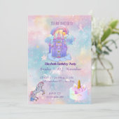 Carte d'invitation d'anniversaire Licorne (Debout devant)