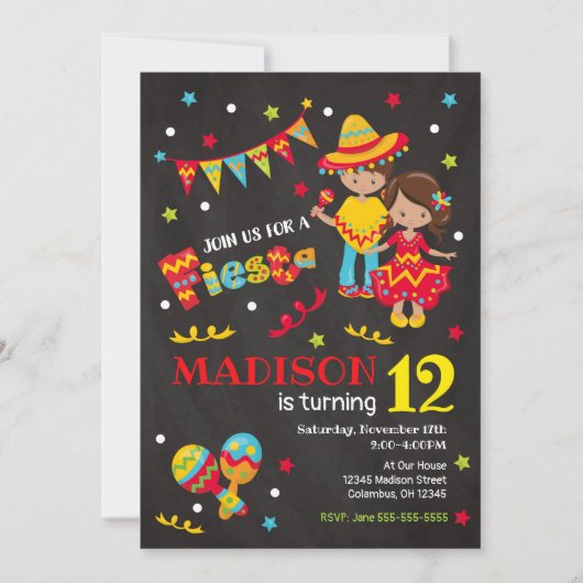 Carte d'invitation d'anniversaire Mexicaine Tablea (Devant)