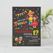 Carte d'invitation d'anniversaire Mexicaine Tablea (Debout devant)