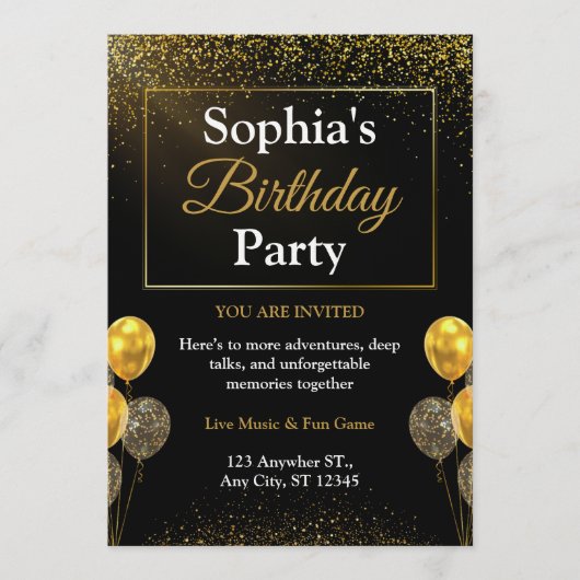 Carte d'invitation d'anniversaire modèle design no (Devant)