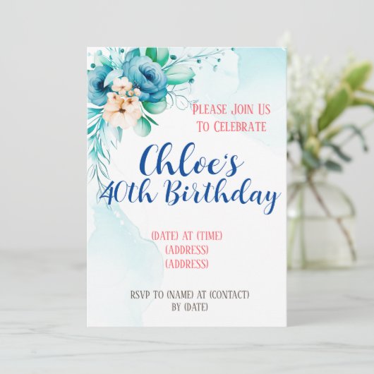 Carte d'invitation d'anniversaire, modèle éditable (Debout devant)