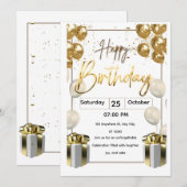 Carte d'invitation d'anniversaire moderne avec bal (Devant / Derrière)