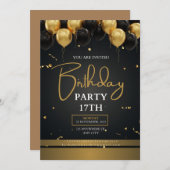 Carte d'invitation d'anniversaire modifiable  (Devant / Derrière)