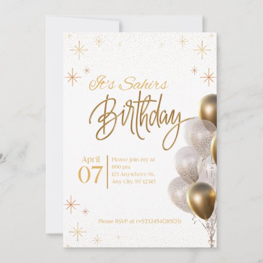 Carte d'invitation d'anniversaire modifiable  (Devant)