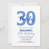 Carte d'invitation d'anniversaire Monogramme Bleu  (Devant)