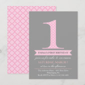 Carte d'invitation d'anniversaire motif moderne gr (Devant / Derrière)