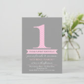 Carte d'invitation d'anniversaire motif moderne gr (Debout devant)