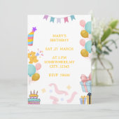 Carte d'invitation d'anniversaire pastel mignonne (Debout devant)