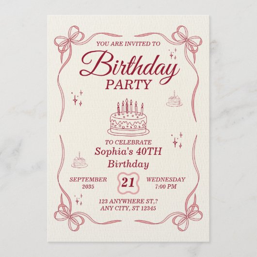 Carte d'invitation d'anniversaire personnalisable (Devant)