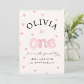 Carte d'invitation d'anniversaire Pink Hearts Flat (Debout devant)