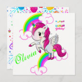 Carte d'invitation d'anniversaire Poney (Devant / Derrière)