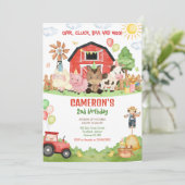 Carte d'invitation d'anniversaire pour animaux de (Debout devant)