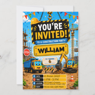 Carte d'invitation d'anniversaire pour camion de c
