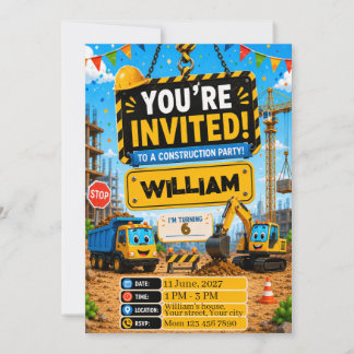 Carte d'invitation d'anniversaire pour camion de c