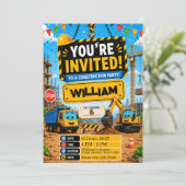 Carte d'invitation d'anniversaire pour camion de c (Debout devant)