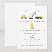 Carte d'invitation d'anniversaire pour camion de d (Devant / Derrière)