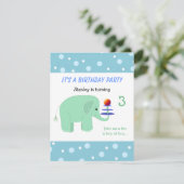 Carte d'invitation d'anniversaire pour éléphant en (Debout devant)
