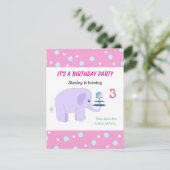Carte d'invitation d'anniversaire pour éléphant en (Debout devant)