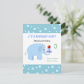 Carte d'invitation d'anniversaire pour éléphant en (Debout devant)