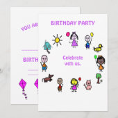 Carte d'invitation d'anniversaire pour enfants (Devant / Derrière)