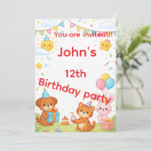 Carte d'invitation d'anniversaire pour enfants (Debout devant)