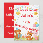 Carte d'invitation d'anniversaire pour enfants (Devant / Derrière)