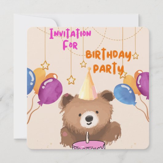 CARTE D'INVITATION D'ANNIVERSAIRE POUR ENFANTS (Devant)