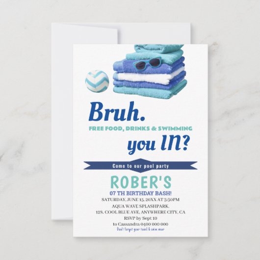 Carte d'invitation d'anniversaire pour garçon avec (Devant)