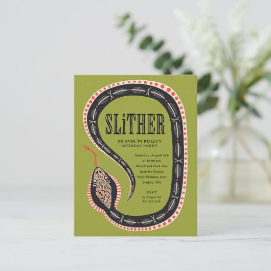 Carte d'invitation d'anniversaire pour garçon serp (Debout devant)