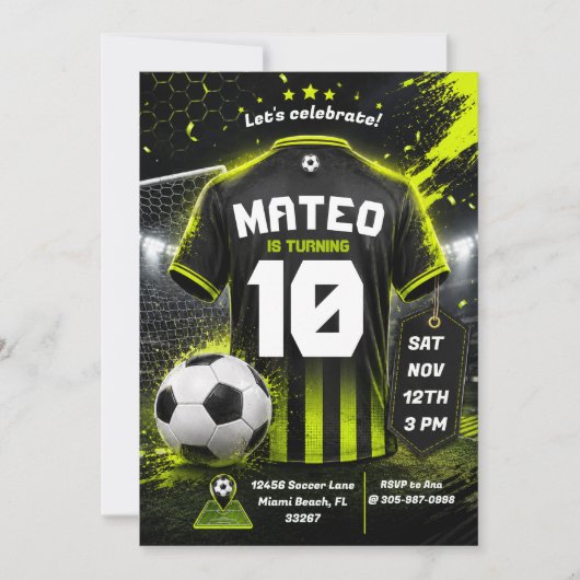 Carte d'invitation d'anniversaire pour maillot de (Devant)