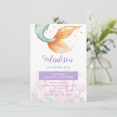 Carte d'invitation d'anniversaire Queue de Sirène  (Debout devant)