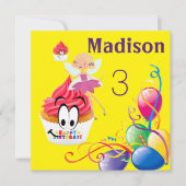 Carte d'invitation d'anniversaire rayée FairyCupca (Devant)