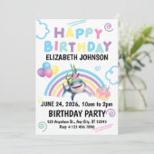 Carte d'invitation d'anniversaire requin en blanc (Debout devant)