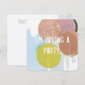 CARTE D'INVITATION D'ANNIVERSAIRE RETRO LOLLIPOPS  (Devant / Derrière)