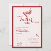 Carte d'invitation d'anniversaire rouge plus âgée (Devant)