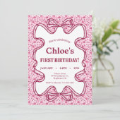 Carte d'invitation d'anniversaire Ruban de fleurs (Debout devant)