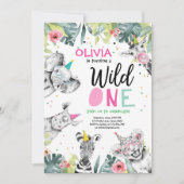 Carte d'invitation d'anniversaire Safari Fille Ani (Devant)