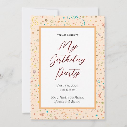 Carte D'Invitation D'Anniversaire Simple Pour Tous (Devant)