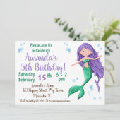 carte d'invitation d'anniversaire sirène (Debout devant)