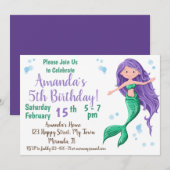 carte d'invitation d'anniversaire sirène (Devant / Derrière)