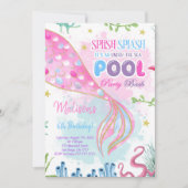 Carte d'invitation d'anniversaire Sirène & Piscine (Devant)