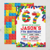 Carte d'invitation d'anniversaire Six Seven Buildi (Devant / Derrière)