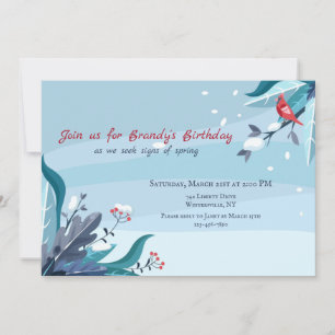 Carte d'invitation d'anniversaire sous la neige fo
