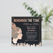 Carte d'invitation d'anniversaire style années 20 (Debout devant)