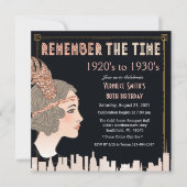 Carte d'invitation d'anniversaire style années 20 (Devant)