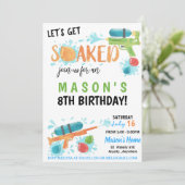 Carte d'invitation d'anniversaire Super Soaker (Debout devant)