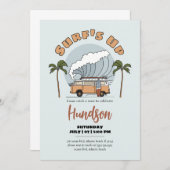 Carte d'invitation d'anniversaire surf Up Beach (Devant / Derrière)