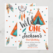 Carte d'invitation d'anniversaire Teepee Attrapeur (Devant / Derrière)