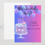 CARTE D'INVITATION D'ANNIVERSAIRE, TÉLÉCHARGEMENT  (Devant / Derrière)