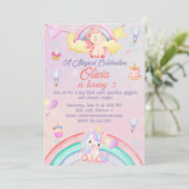 Carte d'invitation d'anniversaire Unicorn personna (Debout devant)